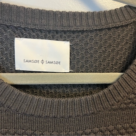 Samsoe Samsoe Sweater Charcoal Gray Aino O-Neck Classic Crew Neck Knit Sz L GUC - Picture 4 of 14